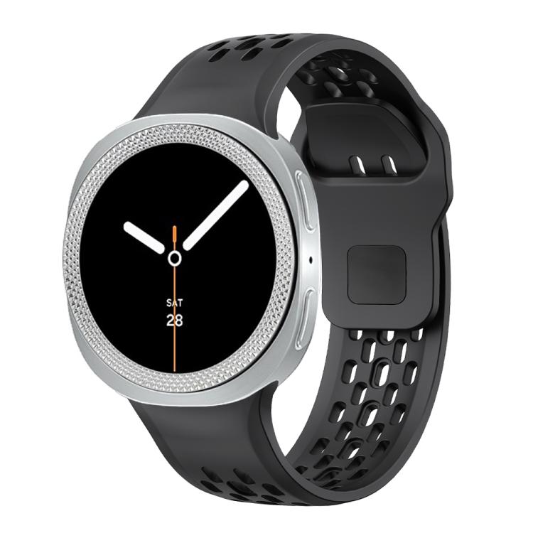 For Samsung Galaxy Watch8 40mm Rhombic Texture Bezel and Black Reverse Buckle Silicone Watch Band(Black Silver) - free shipping - PMC TechLife - Order now!
