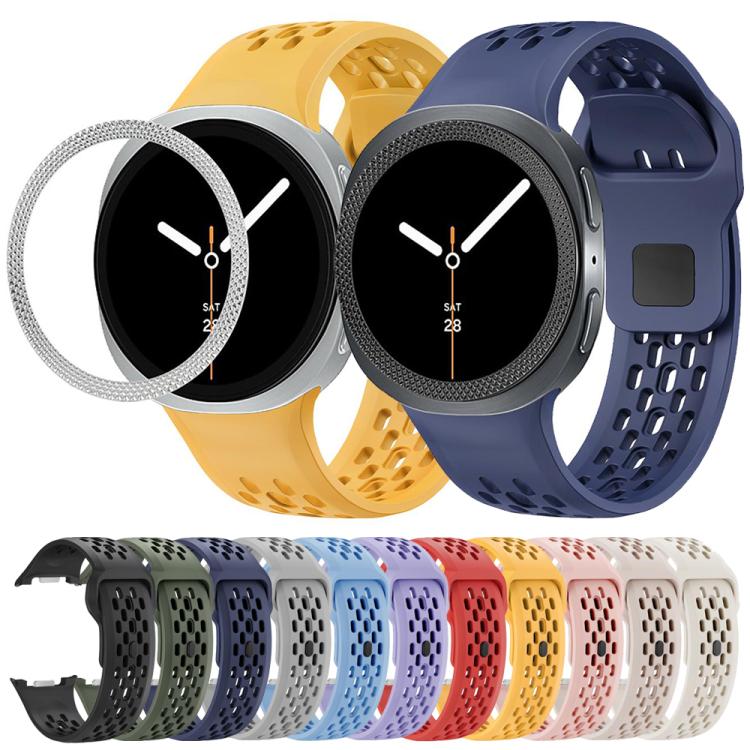 For Samsung Galaxy Watch8 44mm Rhombic Texture Bezel and Black Reverse Buckle Silicone Watch Band(Red Black) - free shipping - PMC TechLife - Order now!