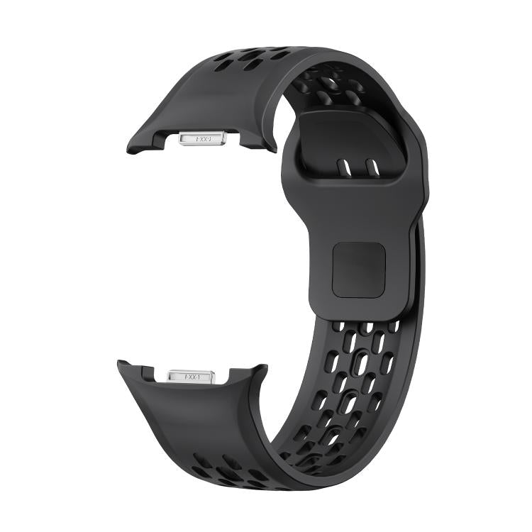 For Samsung Galaxy Watch8 44mm Diamond Bezel and Black Reverse Buckle Silicone Watch Band(Black Silver) - free shipping - PMC TechLife - Order now!
