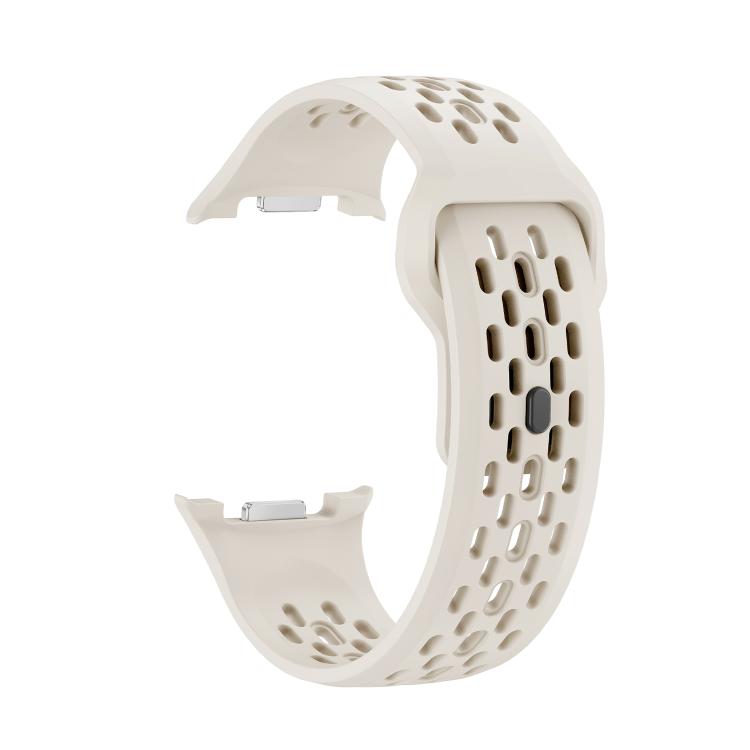 For Samsung Galaxy Watch8 44mm Diamond Bezel and Black Reverse Buckle Silicone Watch Band(Beige Black) - free shipping - PMC TechLife - Order now!