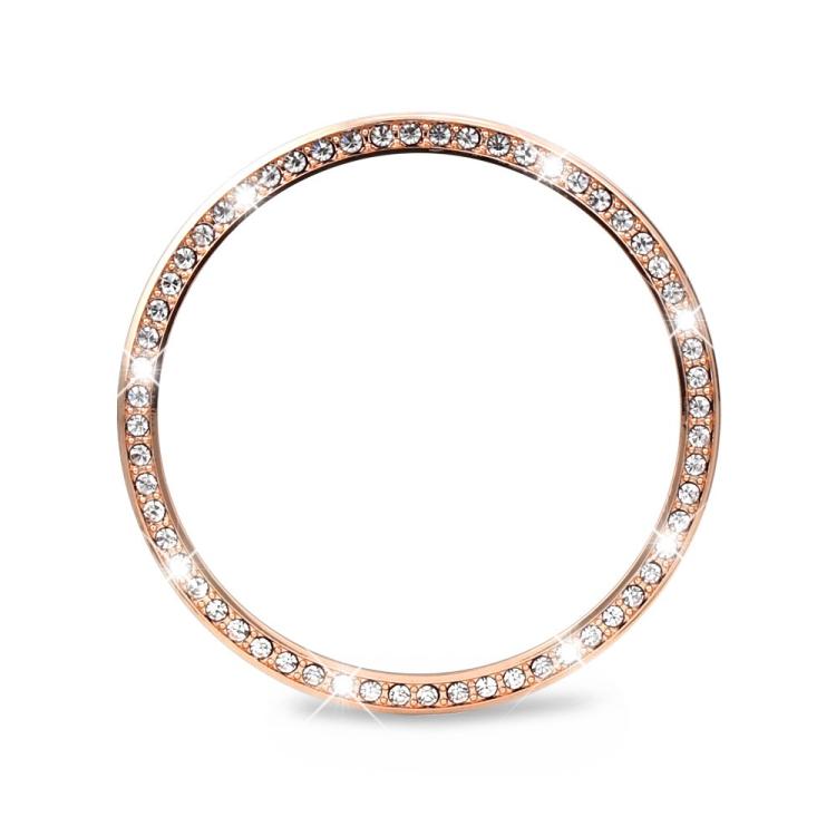 For Samsung Galaxy Watch8 44mm Diamond Bezel and Black Reverse Buckle Silicone Watch Band(Pink Rose Gold) - free shipping - PMC TechLife - Order now!