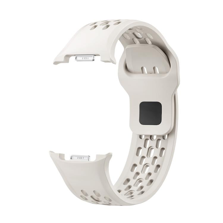 For Samsung Galaxy Watch8 40mm Diamond Bezel and Black Reverse Buckle Silicone Watch Band(Beige Silver) - free shipping - PMC TechLife - Order now!