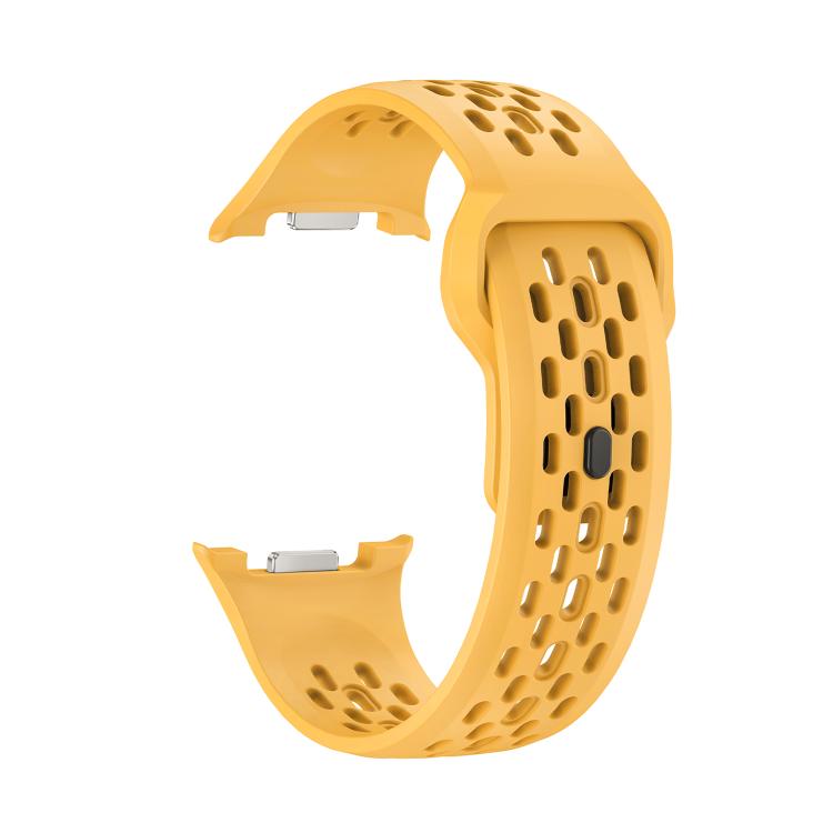 For Samsung Galaxy Watch8 40mm Diamond Bezel and Black Reverse Buckle Silicone Watch Band(Yellow Silver) - free shipping - PMC TechLife - Order now!