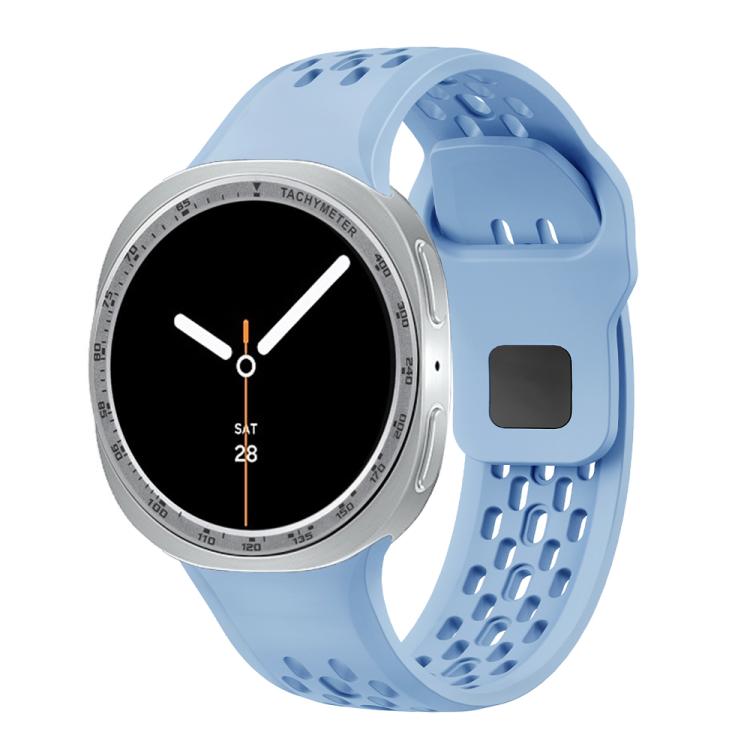 For Samsung Galaxy Watch8 44mm Speed Bezel and Black Reverse Buckle Silicone Watch Band(Light Blue Silver) - free shipping - PMC TechLife - Order now!