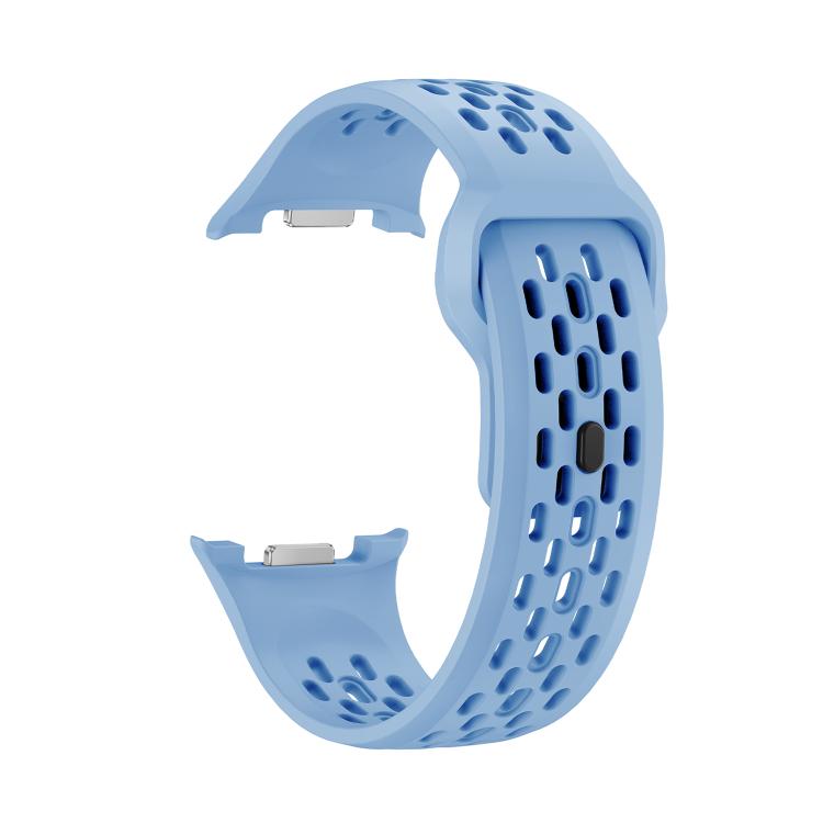 For Samsung Galaxy Watch8 44mm Speed Bezel and Black Reverse Buckle Silicone Watch Band(Light Blue Silver) - free shipping - PMC TechLife - Order now!
