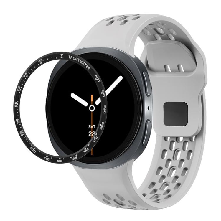 For Samsung Galaxy Watch8 40mm Speed Bezel and Black Reverse Buckle Silicone Watch Band(Gray Black) - free shipping - PMC TechLife - Order now!