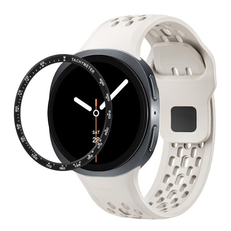 For Samsung Galaxy Watch8 40mm Speed Bezel and Black Reverse Buckle Silicone Watch Band(Beige Black) - free shipping - PMC TechLife - Order now!