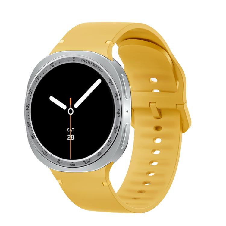 For Samsung Galaxy Watch8 40mm Speed Bezel and Solid Color Stitched Silicone Watch Band(Official Yellow Silver) - free shipping - PMC TechLife - Order now!