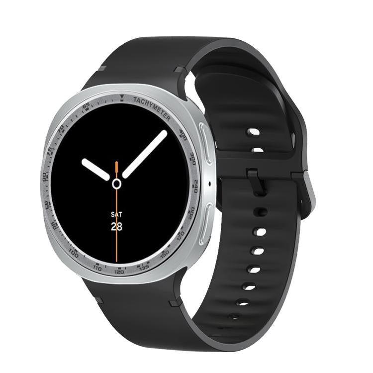 For Samsung Galaxy Watch8 40mm Speed Bezel and Solid Color Stitched Silicone Watch Band(Black Silver) - free shipping - PMC TechLife - Order now!
