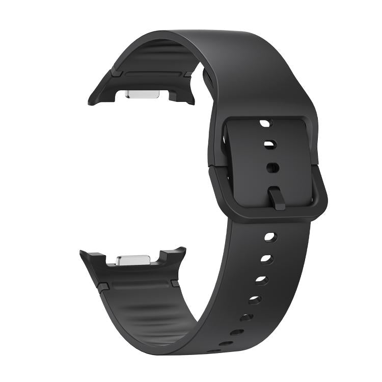 For Samsung Galaxy Watch8 40mm Speed Bezel and Solid Color Stitched Silicone Watch Band(Black Silver) - free shipping - PMC TechLife - Order now!