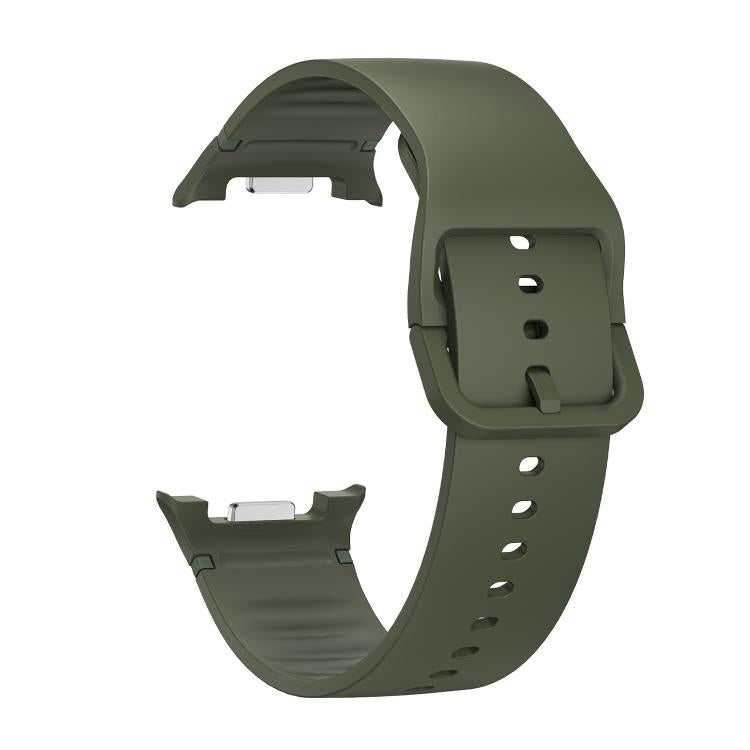 For Samsung Galaxy Watch8 44mm Diamond Bezel and Solid Color Stitched Silicone Watch Band(Army Green Black) - free shipping - PMC TechLife - Order now!