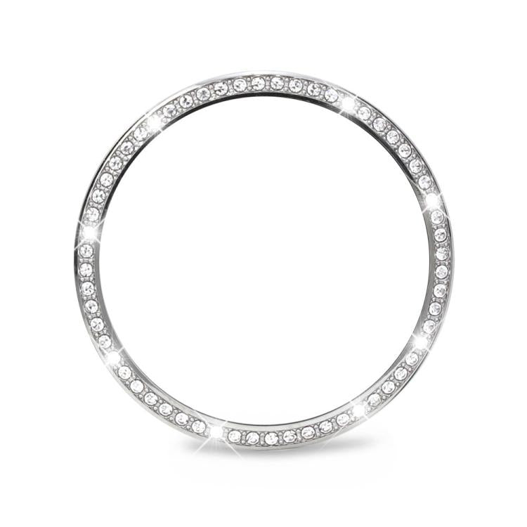 For Samsung Galaxy Watch8 40mm Diamond Bezel and Solid Color Stitched Silicone Watch Band(Black Silver) - free shipping - PMC TechLife - Order now!