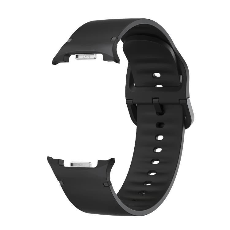 For Samsung Galaxy Watch8 40mm Diamond Bezel and Solid Color Stitched Silicone Watch Band(Black Silver) - free shipping - PMC TechLife - Order now!