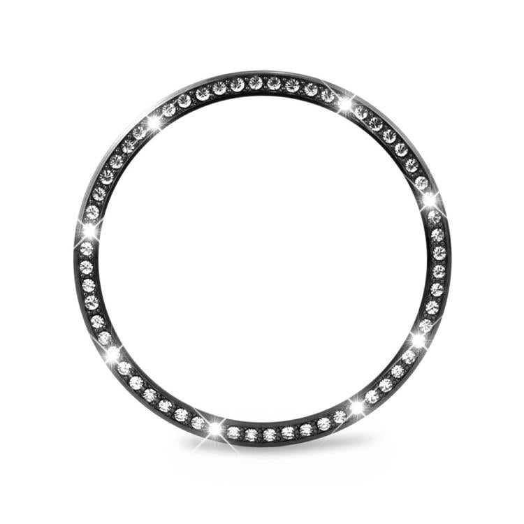 For Samsung Galaxy Watch8 40mm Diamond Bezel and Solid Color Stitched Silicone Watch Band(Black Black) - free shipping - PMC TechLife - Order now!
