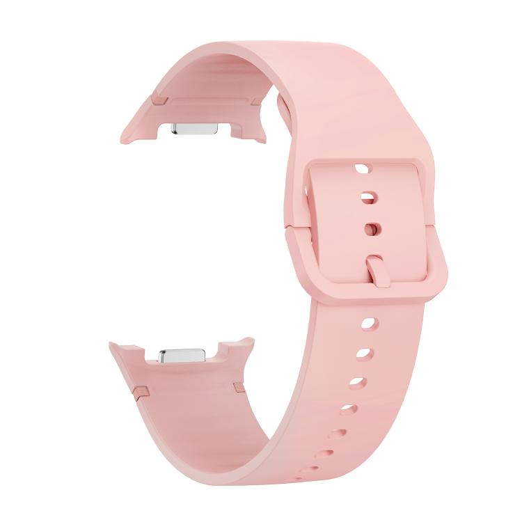 For Samsung Galaxy Watch8 44mm Rhombic Texture Bezel and Solid Color Stitched Silicone Watch Band(Pink Silver) - free shipping - PMC TechLife - Order now!