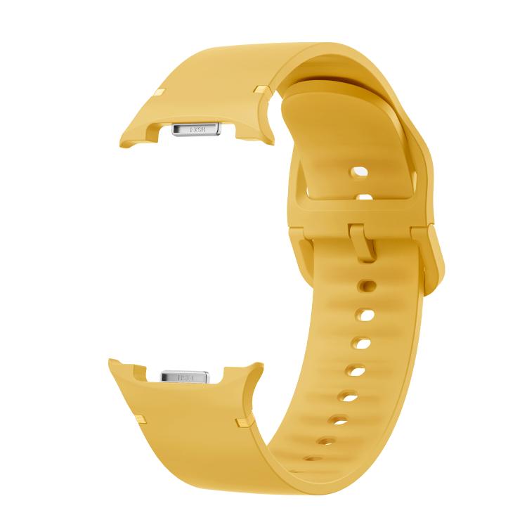 For Samsung Galaxy Watch8 44mm Rhombic Texture Bezel and Solid Color Stitched Silicone Watch Band(Official Yellow Silver) - free shipping - PMC TechLife - Order now!