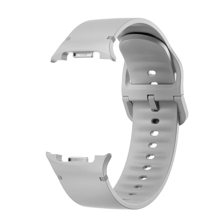 For Samsung Galaxy Watch8 44mm Rhombic Texture Bezel and Solid Color Stitched Silicone Watch Band(Gray Silver) - free shipping - PMC TechLife - Order now!