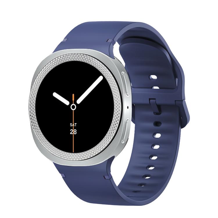 For Samsung Galaxy Watch8 44mm Rhombic Texture Bezel and Solid Color Stitched Silicone Watch Band(Midnight Blue Silver) - free shipping - PMC TechLife - Order now!