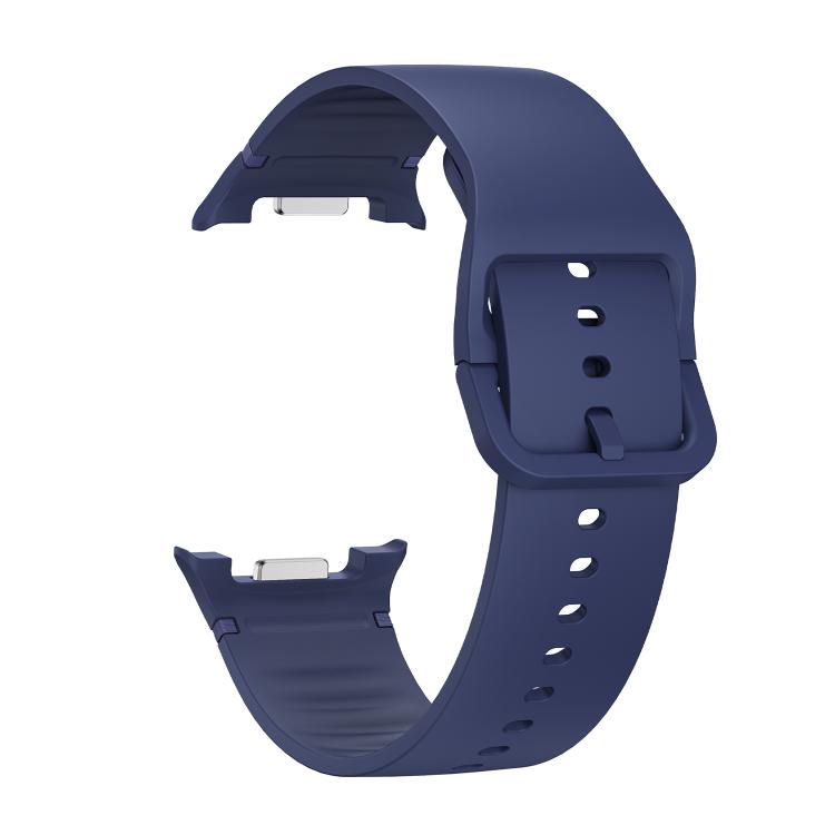 For Samsung Galaxy Watch8 44mm Rhombic Texture Bezel and Solid Color Stitched Silicone Watch Band(Midnight Blue Silver) - free shipping - PMC TechLife - Order now!