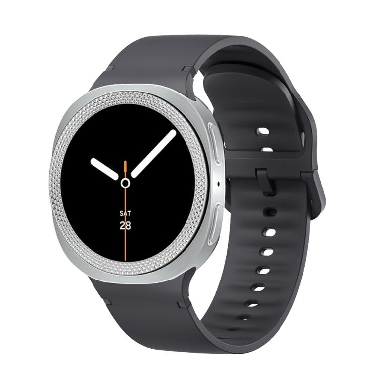 For Samsung Galaxy Watch8 44mm Rhombic Texture Bezel and Solid Color Stitched Silicone Watch Band(Dark Gray Silver) - free shipping - PMC TechLife - Order now!
