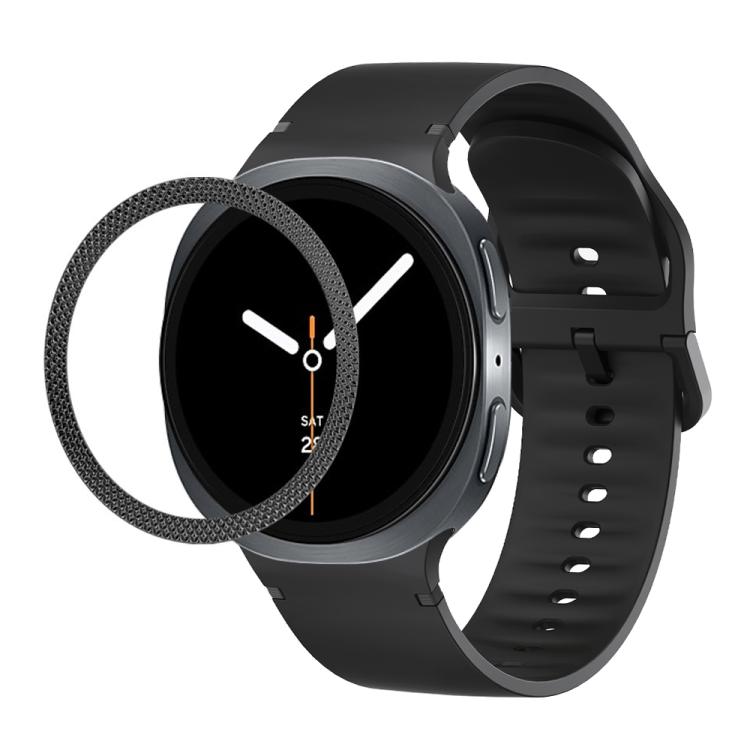 For Samsung Galaxy Watch8 44mm Rhombic Texture Bezel and Solid Color Stitched Silicone Watch Band(Black Black) - free shipping - PMC TechLife - Order now!