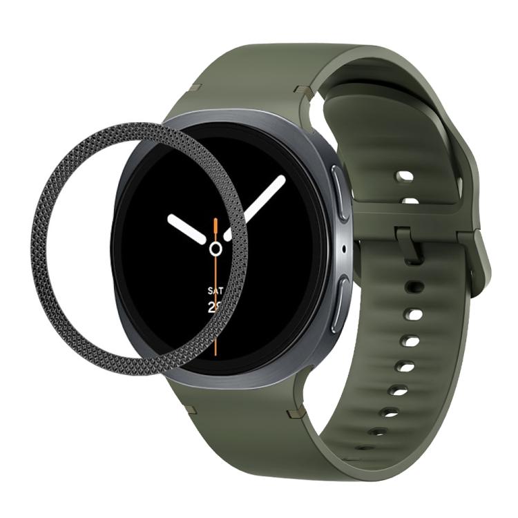 For Samsung Galaxy Watch8 44mm Rhombic Texture Bezel and Solid Color Stitched Silicone Watch Band(Army Green Black) - free shipping - PMC TechLife - Order now!