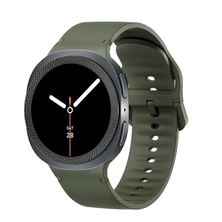For Samsung Galaxy Watch8 44mm Rhombic Texture Bezel and Solid Color Stitched Silicone Watch Band(Army Green Black) - free shipping - PMC TechLife - Order now!