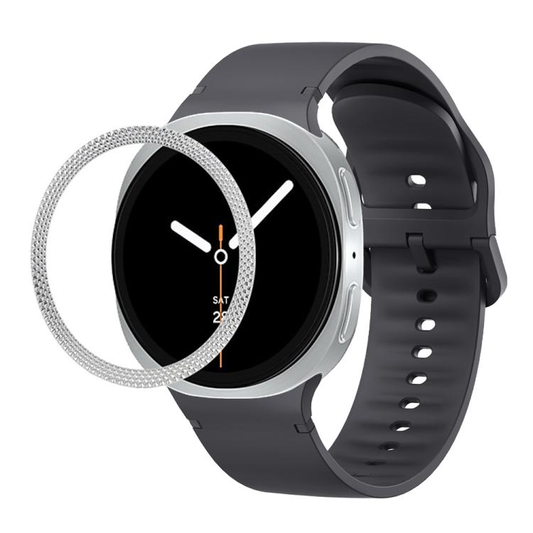 For Samsung Galaxy Watch8 40mm Rhombic Texture Bezel and Solid Color Stitched Silicone Watch Band(Dark Gray Silver) - free shipping - PMC TechLife - Order now!