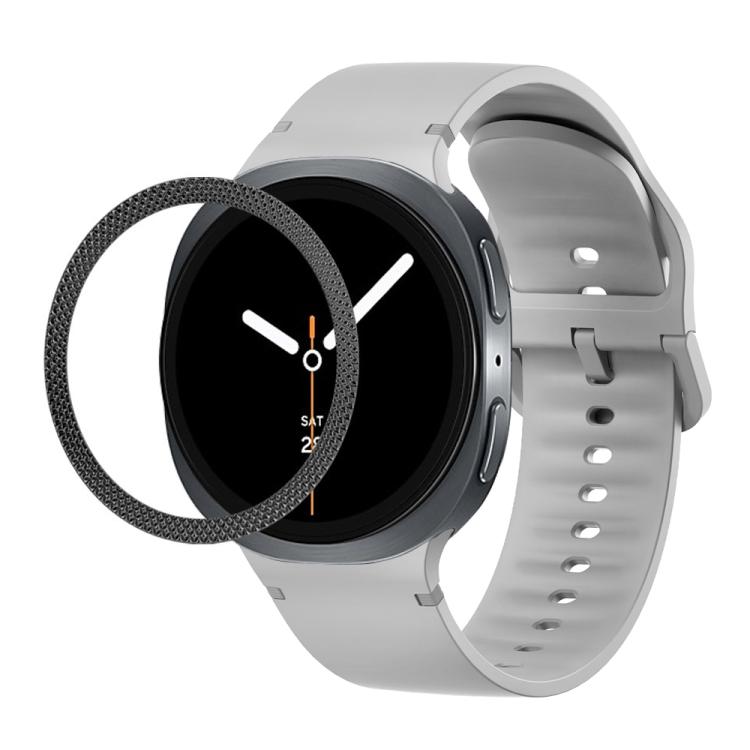For Samsung Galaxy Watch8 40mm Rhombic Texture Bezel and Solid Color Stitched Silicone Watch Band(Gray Black) - free shipping - PMC TechLife - Order now!