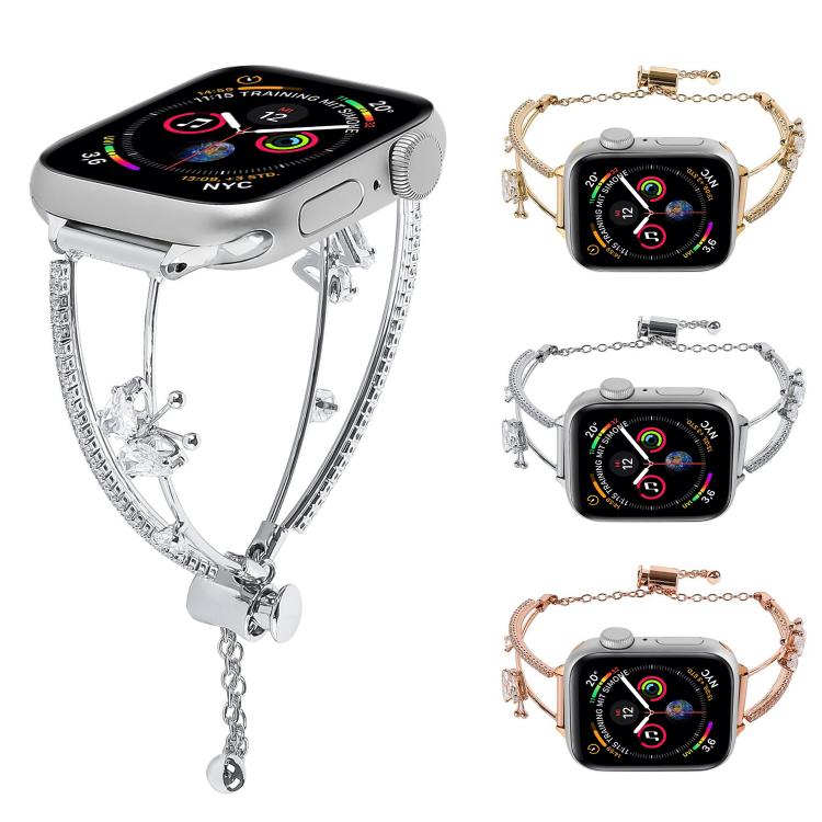 For Apple Watch 46mm / 49mm / 45mm / 44mm Copper-Inlaid Butterfly Zircon Bracelet Watch Band(Rose Gold) - free shipping - PMC TechLife - Order now!
