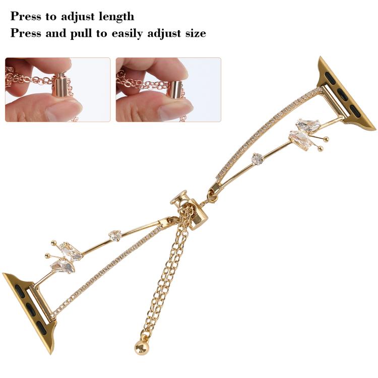 For Apple Watch 46mm / 49mm / 45mm / 44mm Copper-Inlaid Butterfly Zircon Bracelet Watch Band(Siver) - free shipping - PMC TechLife - Order now!