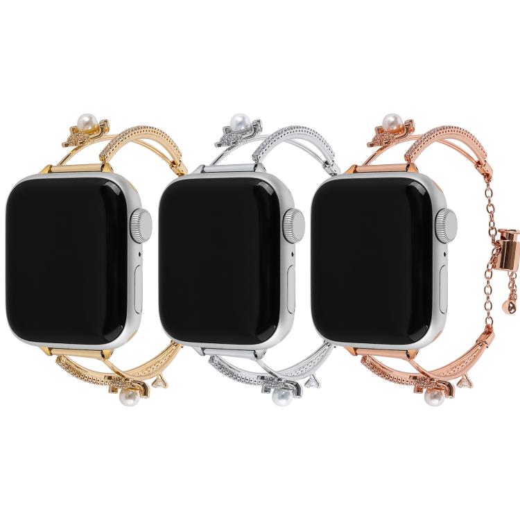 For Apple Watch 46mm / 49mm / 45mm / 44mm Copper-Inlaid Bear Zircon Bracelet Watch Band(Siver) - free shipping - PMC TechLife - Order now!