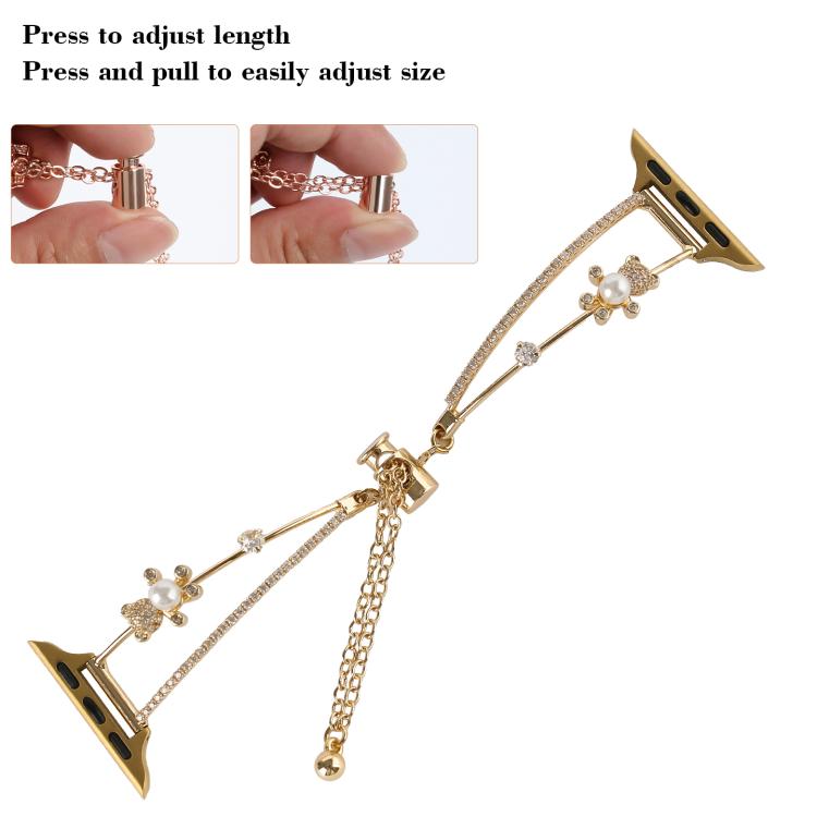 For Apple Watch 42mm / 41mm / 40mm / 38mm Copper-Inlaid Bear Zircon Bracelet Watch Band(Rose Gold) - free shipping - PMC TechLife - Order now!