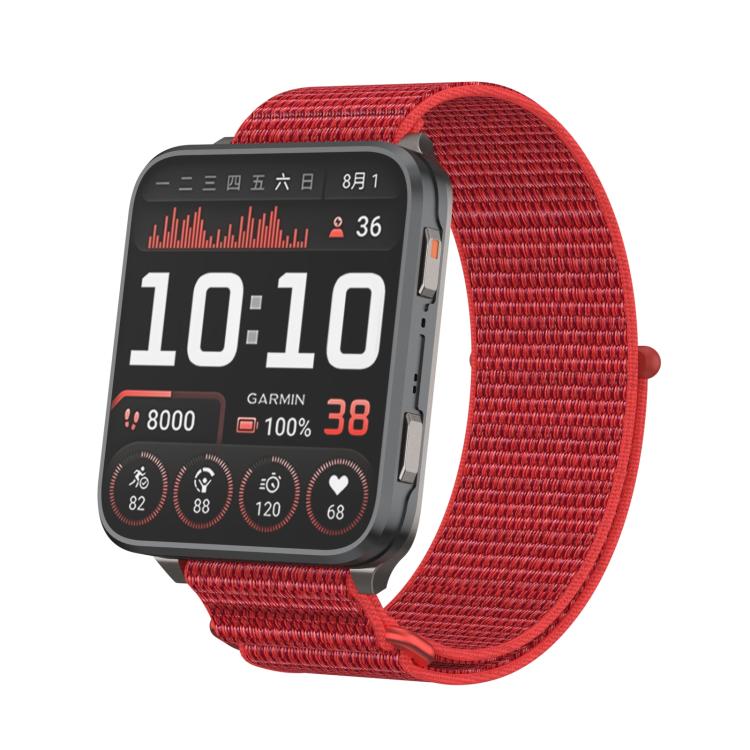 For Garmin Venu X1 Two Section Metal Ring Nylon Hook and Loop Fastener Watch Band(Red) - free shipping - PMC TechLife - Order now!