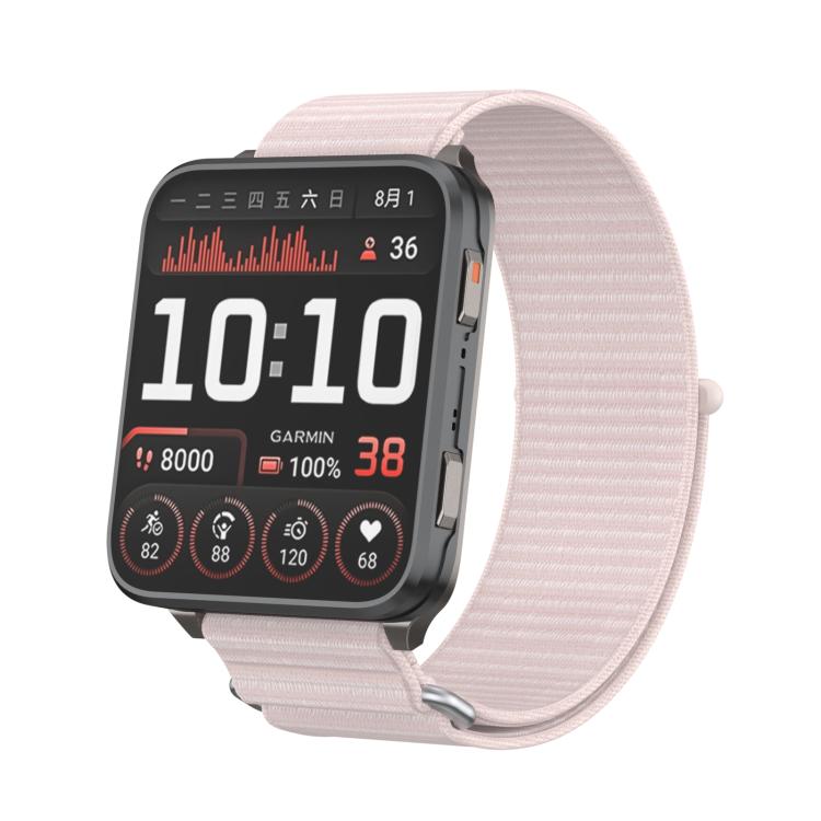 For Garmin Venu X1 Two Section Metal Ring Nylon Hook and Loop Fastener Watch Band(Pearl Pink) - free shipping - PMC TechLife - Order now!