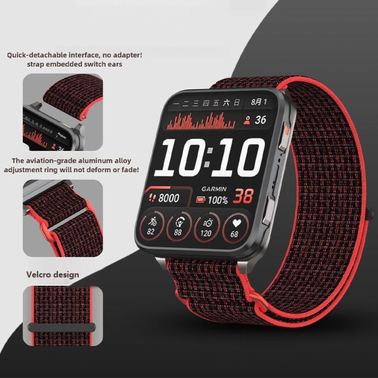 For Garmin Venu X1 Two Section Metal Ring Nylon Hook and Loop Fastener Watch Band(Bright Orange) - free shipping - PMC TechLife - Order now!