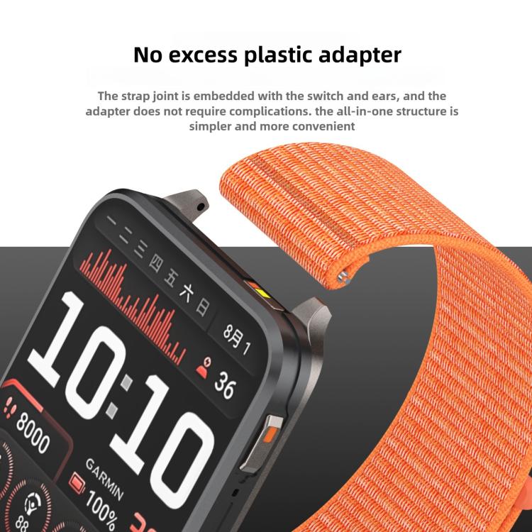 For Garmin Venu X1 Two Section Metal Ring Nylon Hook and Loop Fastener Watch Band(Bright Orange) - free shipping - PMC TechLife - Order now!