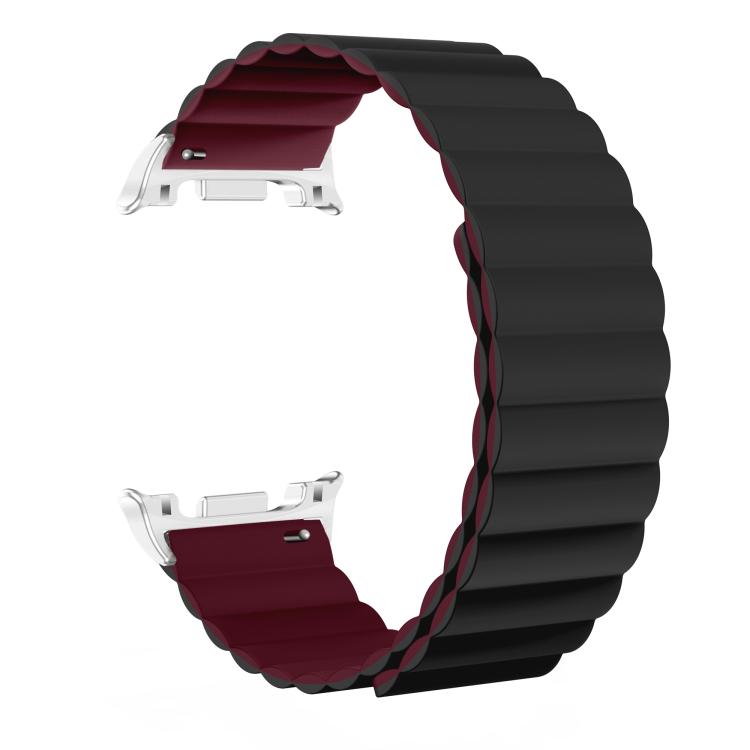 For Samsung Galaxy Watch8 / Watch8 Classic Magnetic Silicone Watch Band(Black+Wine Red) - free shipping - PMC TechLife - Order now!