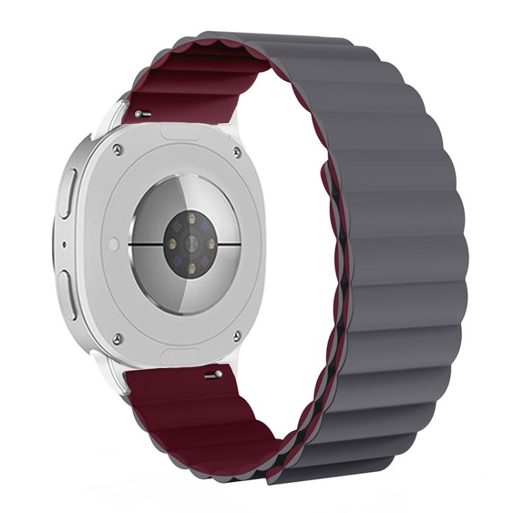 For Samsung Galaxy Watch8 / Watch8 Classic Magnetic Silicone Watch Band(Gray+Wine Red) - free shipping - PMC TechLife - Order now!