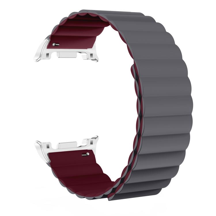 For Samsung Galaxy Watch8 / Watch8 Classic Magnetic Silicone Watch Band(Gray+Wine Red) - free shipping - PMC TechLife - Order now!