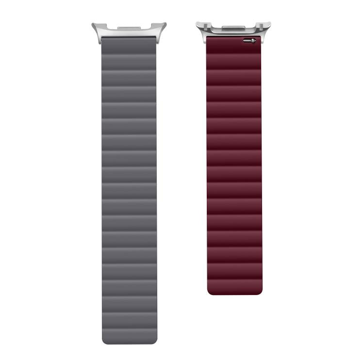 For Samsung Galaxy Watch8 / Watch8 Classic Magnetic Silicone Watch Band(Gray+Wine Red) - free shipping - PMC TechLife - Order now!