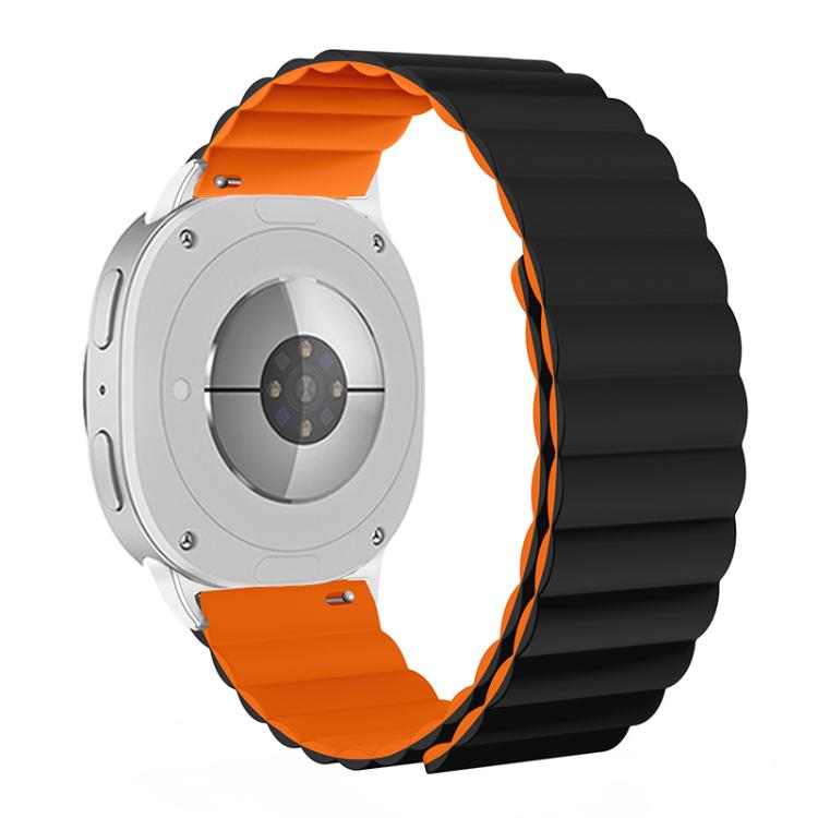 For Samsung Galaxy Watch8 / Watch8 Classic Magnetic Silicone Watch Band(Black+Orange) - free shipping - PMC TechLife - Order now!