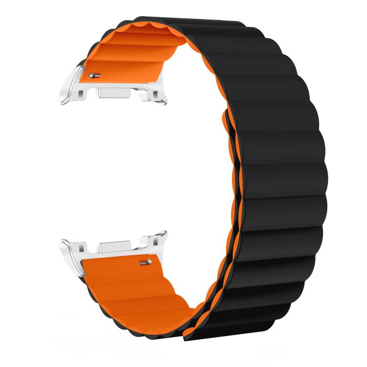 For Samsung Galaxy Watch8 / Watch8 Classic Magnetic Silicone Watch Band(Black+Orange) - free shipping - PMC TechLife - Order now!