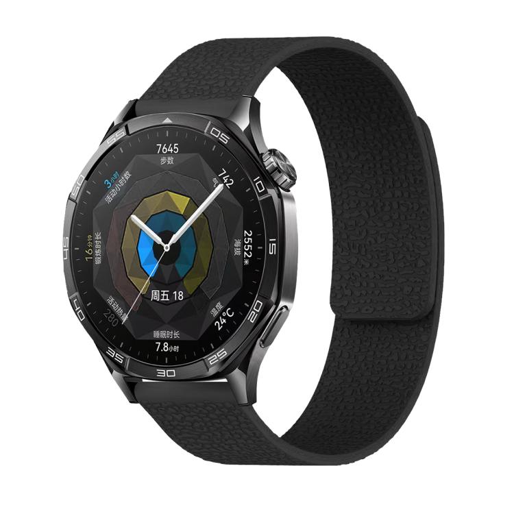 18mm Lychee Texture Soft Magnetic Silicone Watch Band(Black) - free shipping - PMC TechLife - Order now!