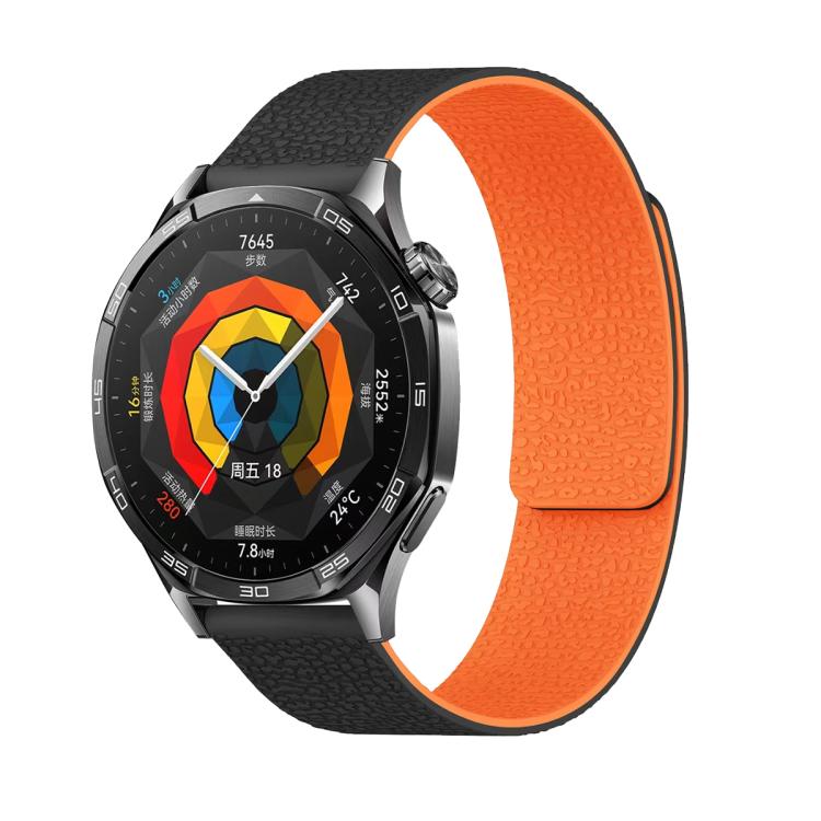18mm Lychee Texture Soft Magnetic Silicone Watch Band(Black Orange) - free shipping - PMC TechLife - Order now!