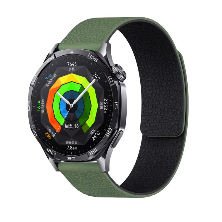 20mm Lychee Texture Soft Magnetic Silicone Watch Band(Green Black) - free shipping - PMC TechLife - Order now!