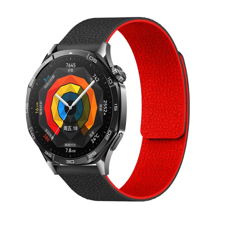 20mm Lychee Texture Soft Magnetic Silicone Watch Band(Black Red) - free shipping - PMC TechLife - Order now!