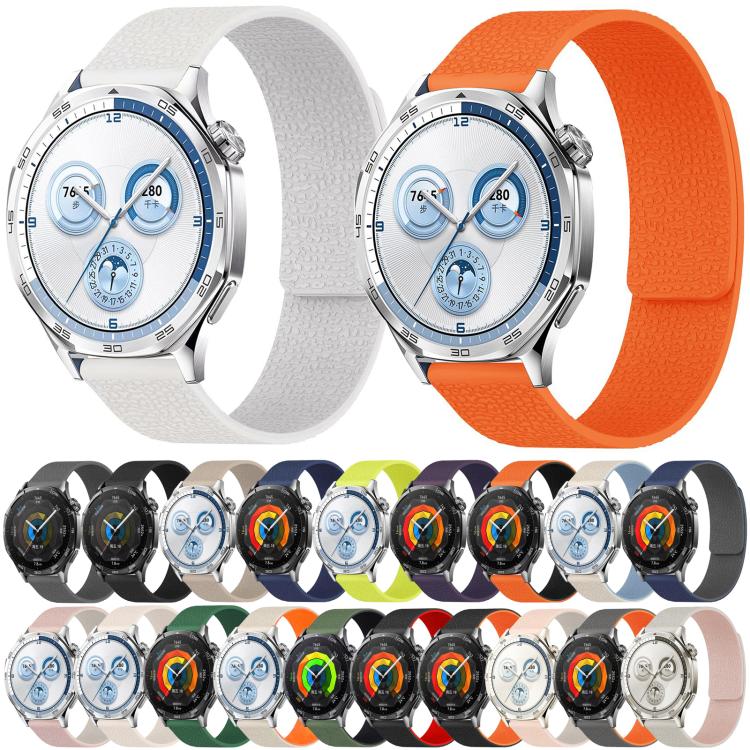 20mm Lychee Texture Soft Magnetic Silicone Watch Band(Orange Black) - free shipping - PMC TechLife - Order now!