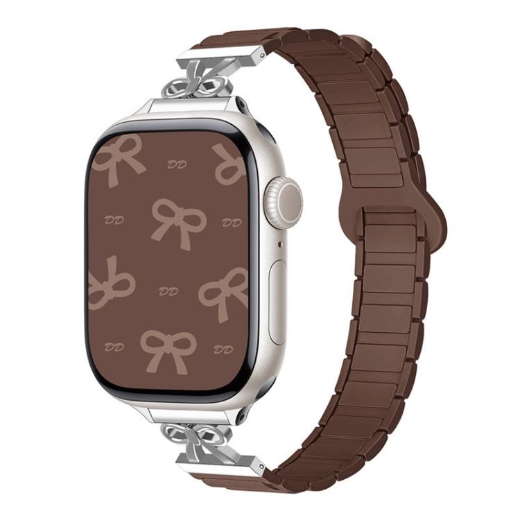 For Apple Watch 42mm / 41mm / 40mm / 38mm Bow Small Waist Magnetic Silicone Watch Band(Chocolate) - free shipping - PMC TechLife - Order now!
