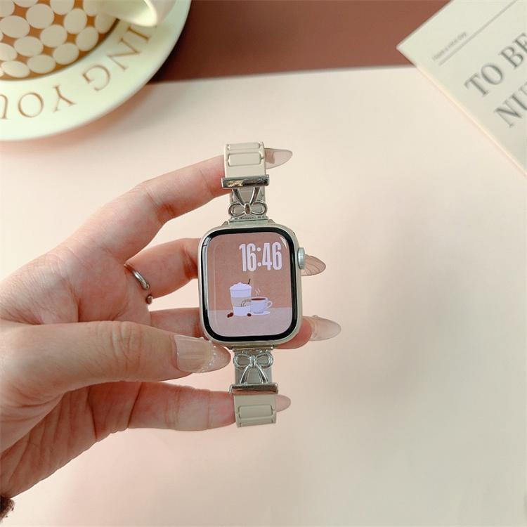 For Apple Watch 46mm / 49mm / 45mm / 44mm Bow Small Waist Magnetic Silicone Watch Band(Starlight) - free shipping - PMC TechLife - Order now!